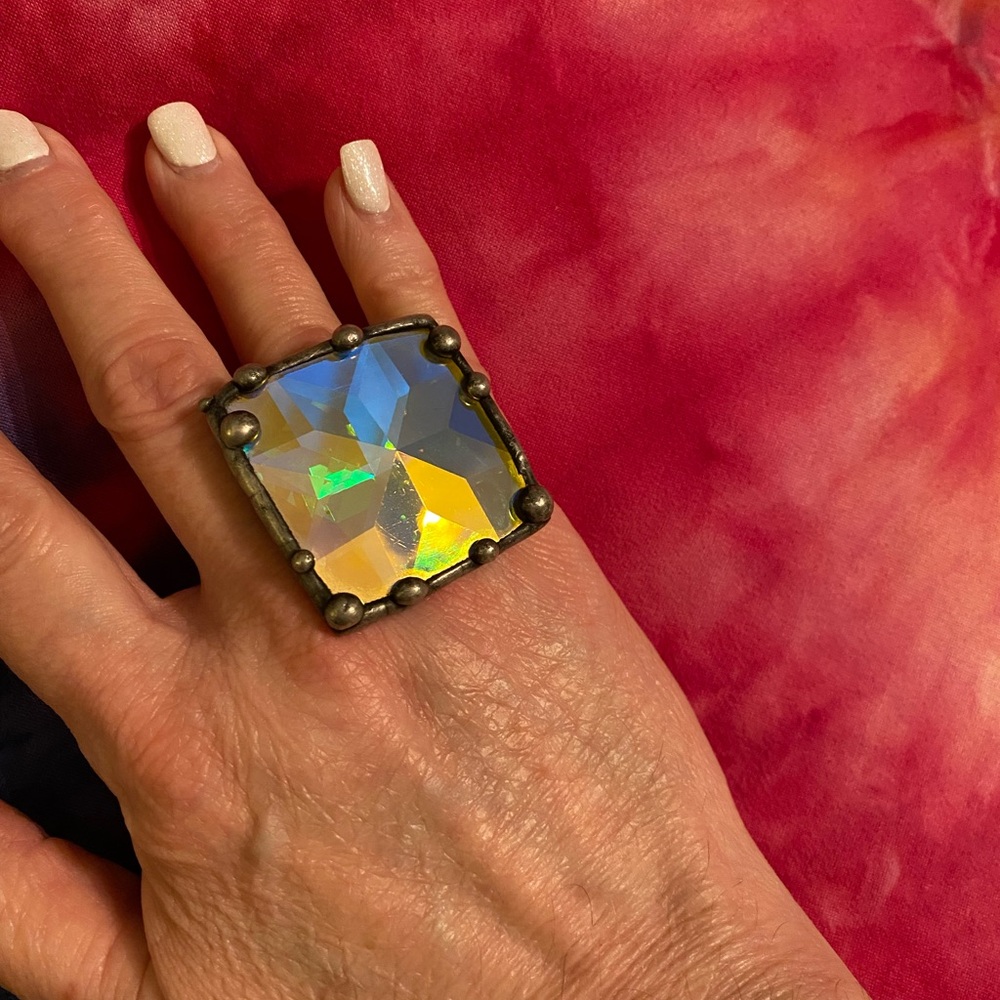 ART BY AMY Large Iridescent Square Statement Ring
